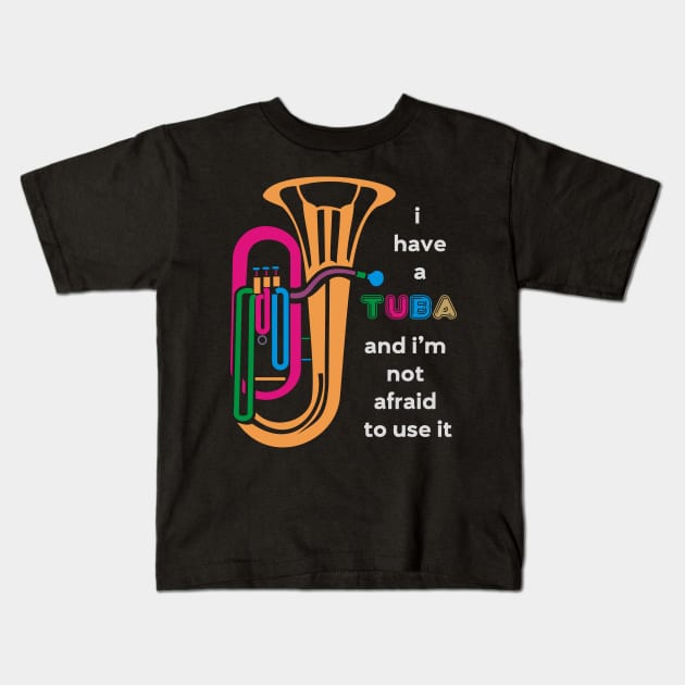 Tuba Kids T-Shirt by evisionarts